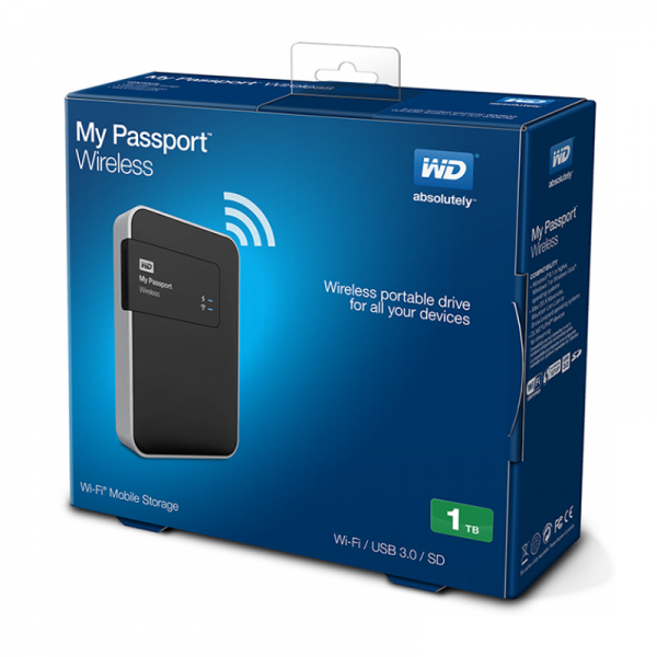 Внешний жесткий диск WD My Passport Wireless WDBK8Z0010BBK-EESN 1000GB 2,5" 5400RPM USB 3.0/WiFi Ext