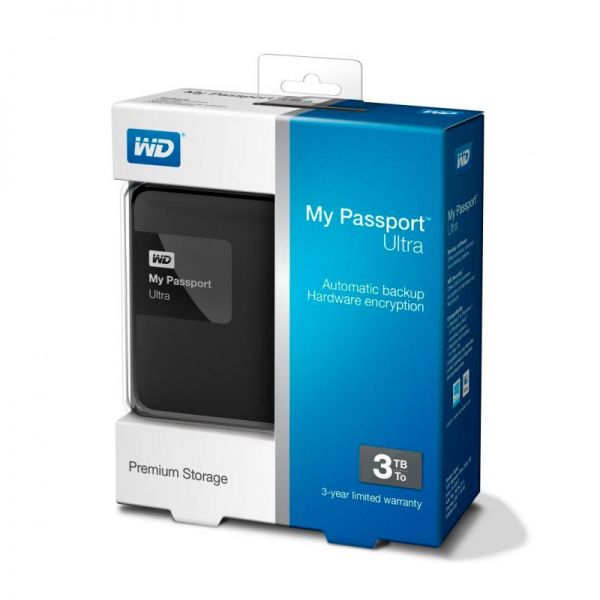 Внешний жесткий диск WD My Passport Ultra WDBNFV0030BBK-EEUE 3000ГБ 2,5" 5400RPM USB 3.0 Black