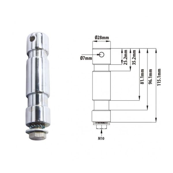 Штифт KUPO KS-034 28mm Stud w/M10 bolt